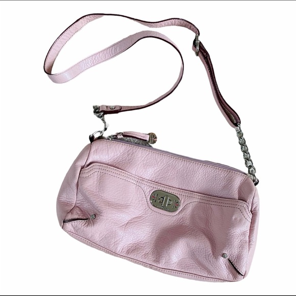 Blush Pink Leather Isaac Mizrahi Shoulder Bag EUC - Picture 1 of 7